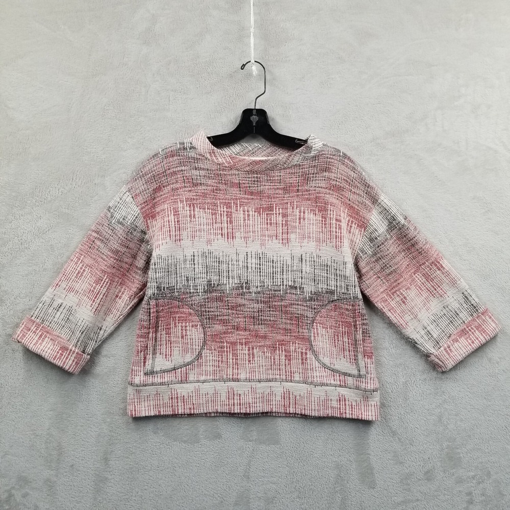 9- Hi5 STCL Sweater Women S Knit Red Black Boxy Oversized 3/4 Sleeve Pockets Top